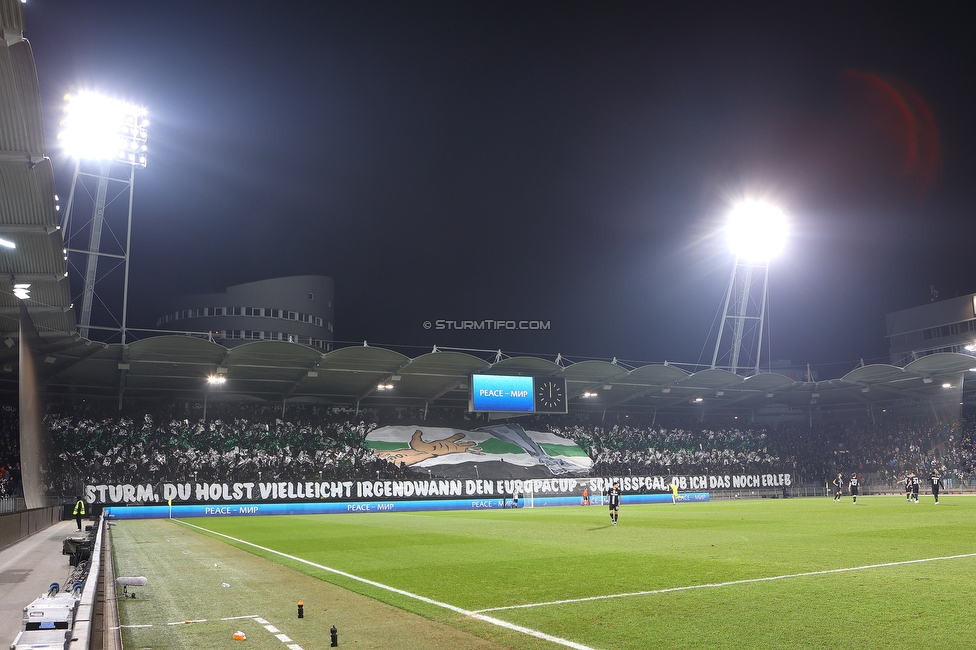 Sturm Graz - Rakow Czestochowa
UEFA Europa League Gruppenphase 5. Spieltag, SK Sturm Graz - Rakow Czestochowa, Stadion Liebenau Graz, 30.11.2023. 

Foto zeigt Fans von Sturm mit einer Choreografie
