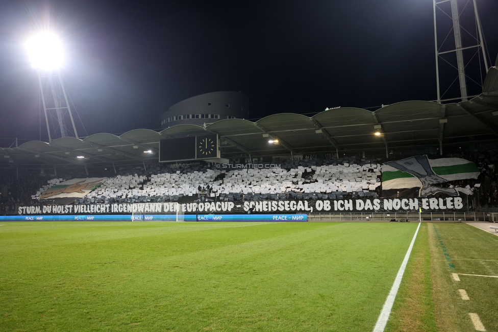 Sturm Graz - Rakow Czestochowa
UEFA Europa League Gruppenphase 5. Spieltag, SK Sturm Graz - Rakow Czestochowa, Stadion Liebenau Graz, 30.11.2023. 

Foto zeigt Fans von Sturm mit einer Choreografie
