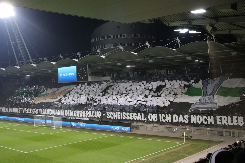 Sturm Graz - Rakow Czestochowa
UEFA Europa League Gruppenphase 5. Spieltag, SK Sturm Graz - Rakow Czestochowa, Stadion Liebenau Graz, 30.11.2023. 

Foto zeigt Fans von Sturm mit einer Choreografie
