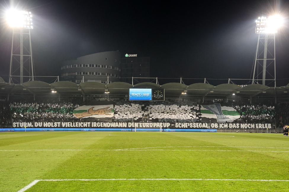 Sturm Graz - Rakow Czestochowa
UEFA Europa League Gruppenphase 5. Spieltag, SK Sturm Graz - Rakow Czestochowa, Stadion Liebenau Graz, 30.11.2023. 

Foto zeigt Fans von Sturm mit einer Choreografie
