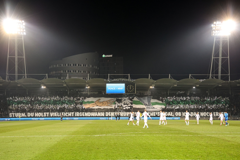 Sturm Graz - Rakow Czestochowa
UEFA Europa League Gruppenphase 5. Spieltag, SK Sturm Graz - Rakow Czestochowa, Stadion Liebenau Graz, 30.11.2023. 

Foto zeigt Fans von Sturm mit einer Choreografie
