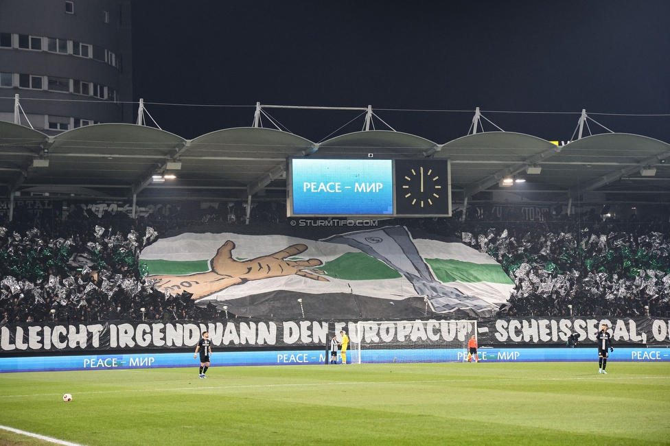 Sturm Graz - Rakow Czestochowa
UEFA Europa League Gruppenphase 5. Spieltag, SK Sturm Graz - Rakow Czestochowa, Stadion Liebenau Graz, 30.11.2023. 

Foto zeigt Fans von Sturm mit einer Choreografie
