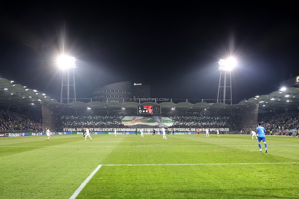 Sturm Graz - Rakow Czestochowa
UEFA Europa League Gruppenphase 5. Spieltag, SK Sturm Graz - Rakow Czestochowa, Stadion Liebenau Graz, 30.11.2023. 

Foto zeigt Fans von Sturm mit einer Choreografie
