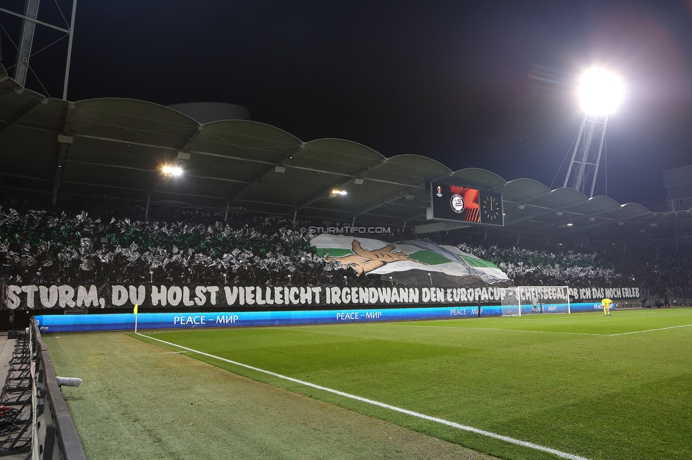 Sturm Graz - Rakow Czestochowa
UEFA Europa League Gruppenphase 5. Spieltag, SK Sturm Graz - Rakow Czestochowa, Stadion Liebenau Graz, 30.11.2023. 

Foto zeigt Fans von Sturm mit einer Choreografie
