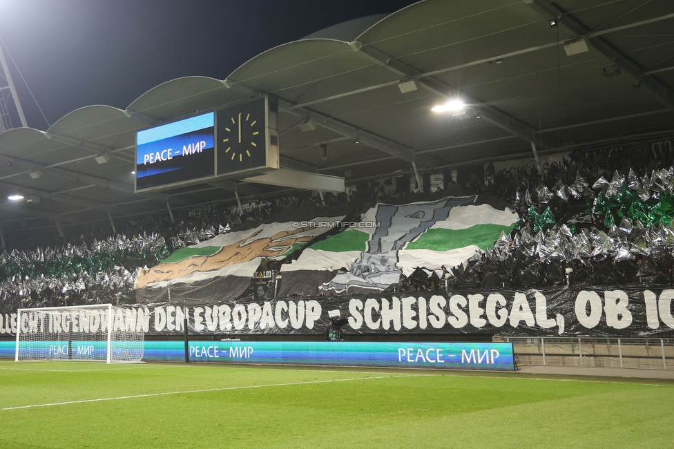 Sturm Graz - Rakow Czestochowa
UEFA Europa League Gruppenphase 5. Spieltag, SK Sturm Graz - Rakow Czestochowa, Stadion Liebenau Graz, 30.11.2023. 

Foto zeigt Fans von Sturm mit einer Choreografie
