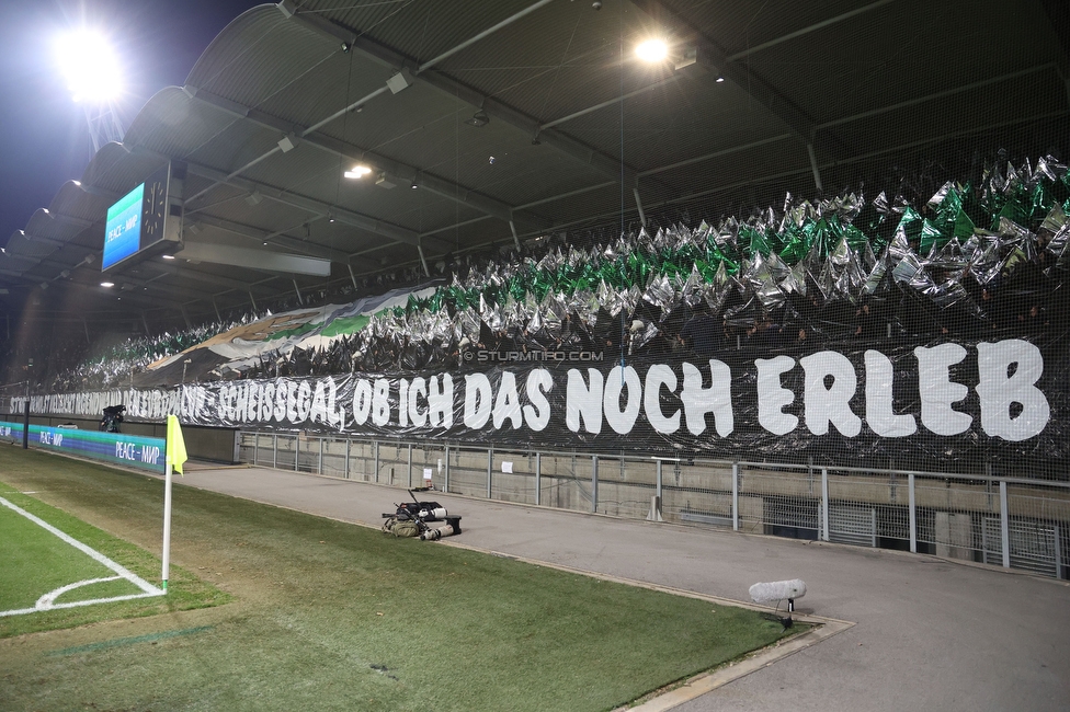 Sturm Graz - Rakow Czestochowa
UEFA Europa League Gruppenphase 5. Spieltag, SK Sturm Graz - Rakow Czestochowa, Stadion Liebenau Graz, 30.11.2023. 

Foto zeigt Fans von Sturm mit einer Choreografie
