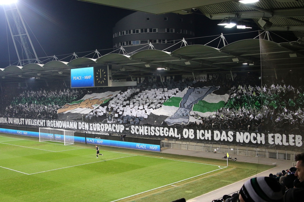 Sturm Graz - Rakow Czestochowa
UEFA Europa League Gruppenphase 5. Spieltag, SK Sturm Graz - Rakow Czestochowa, Stadion Liebenau Graz, 30.11.2023. 

Foto zeigt Fans von Sturm mit einer Choreografie
