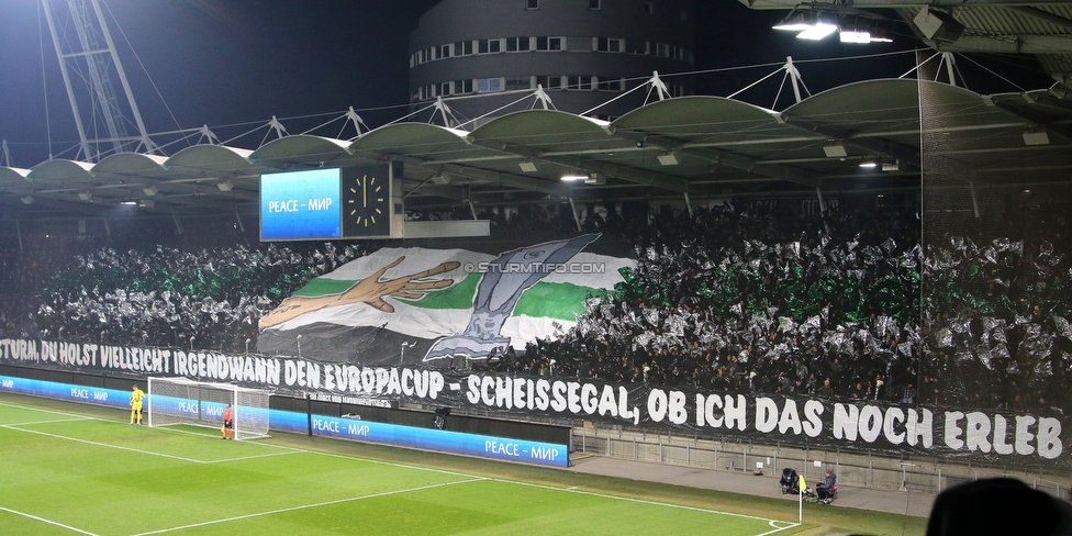 Sturm Graz - Rakow Czestochowa
UEFA Europa League Gruppenphase 5. Spieltag, SK Sturm Graz - Rakow Czestochowa, Stadion Liebenau Graz, 30.11.2023. 

Foto zeigt Fans von Sturm mit einer Choreografie
