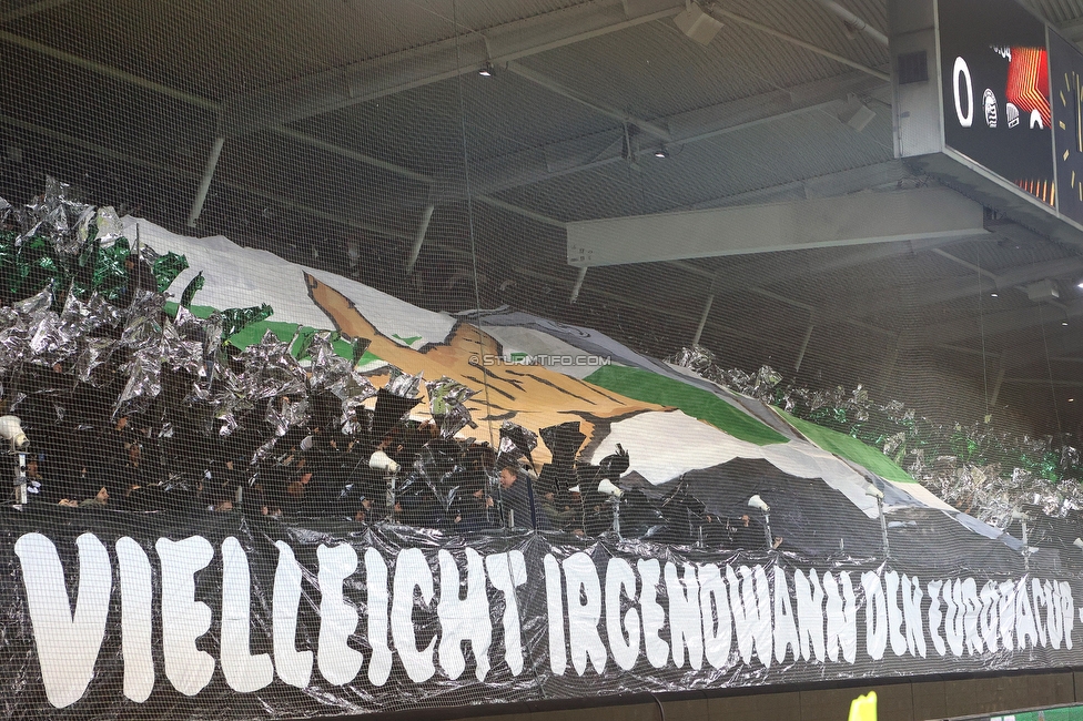 Sturm Graz - Rakow Czestochowa
UEFA Europa League Gruppenphase 5. Spieltag, SK Sturm Graz - Rakow Czestochowa, Stadion Liebenau Graz, 30.11.2023. 

Foto zeigt Fans von Sturm mit einer Choreografie
