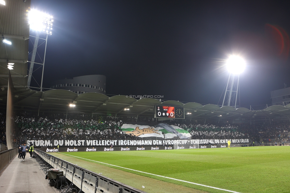 Sturm Graz - Rakow Czestochowa
UEFA Europa League Gruppenphase 5. Spieltag, SK Sturm Graz - Rakow Czestochowa, Stadion Liebenau Graz, 30.11.2023. 

Foto zeigt Fans von Sturm mit einer Choreografie
