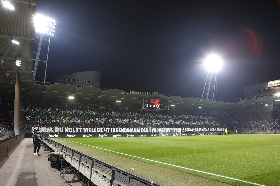 Sturm Graz - Rakow Czestochowa
UEFA Europa League Gruppenphase 5. Spieltag, SK Sturm Graz - Rakow Czestochowa, Stadion Liebenau Graz, 30.11.2023. 

Foto zeigt Fans von Sturm mit einer Choreografie
