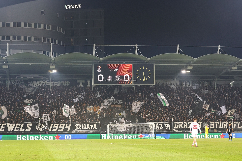 Sturm Graz - Rakow Czestochowa
UEFA Europa League Gruppenphase 5. Spieltag, SK Sturm Graz - Rakow Czestochowa, Stadion Liebenau Graz, 30.11.2023. 

Foto zeigt Fans von Sturm
