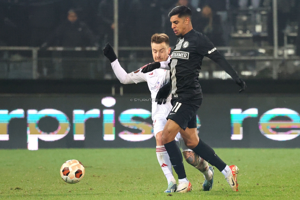 Sturm Graz - Rakow Czestochowa
UEFA Europa League Gruppenphase 5. Spieltag, SK Sturm Graz - Rakow Czestochowa, Stadion Liebenau Graz, 30.11.2023. 

Foto zeigt Manprit Sarkaria (Sturm)
