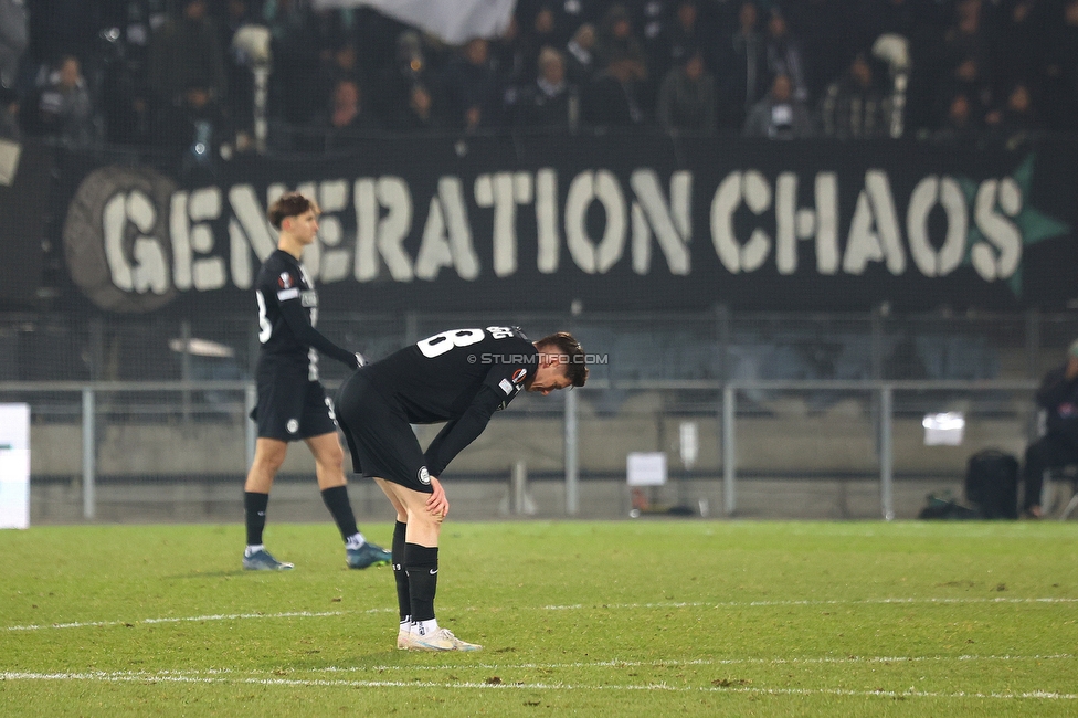 Sturm Graz - Rakow
UEFA Europa League Gruppenphase 5. Spieltag, SK Sturm Graz - Rakow Czestochowa, Stadion Liebenau Graz, 30.11.2023. 

Foto zeigt David Schnegg (Sturm)
