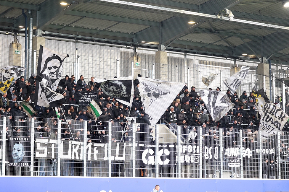 Blau-Weiss Linz - Sturm Graz
Oesterreichische Fussball Bundesliga, 16. Runde, Blau-Weiss Linz - SK Sturm Graz, Hofmann Personal Stadion Linz, 03.12.2023. 

Foto zeigt Fans von Sturm
