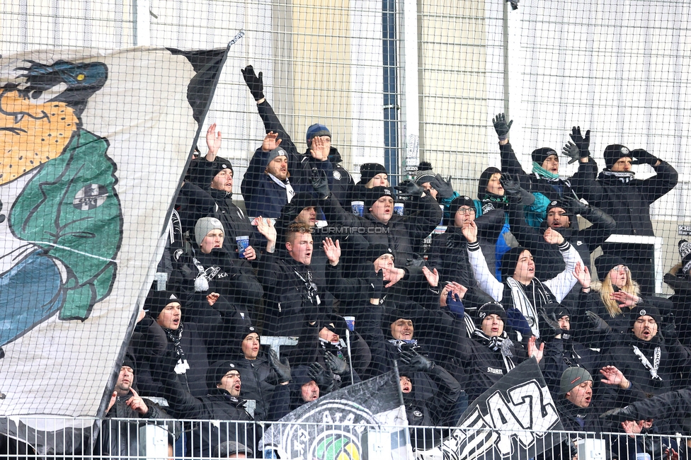 Blau-Weiss Linz - Sturm Graz
Oesterreichische Fussball Bundesliga, 16. Runde, Blau-Weiss Linz - SK Sturm Graz, Hofmann Personal Stadion Linz, 03.12.2023. 

Foto zeigt Fans von Sturm
