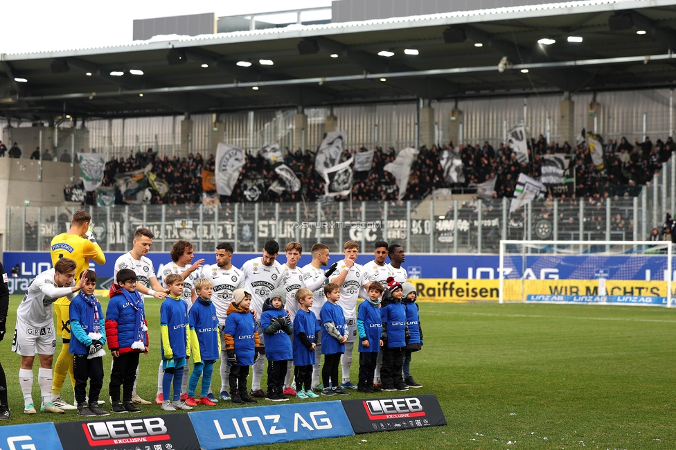 Blau-Weiss Linz - Sturm Graz
Oesterreichische Fussball Bundesliga, 16. Runde, Blau-Weiss Linz - SK Sturm Graz, Hofmann Personal Stadion Linz, 03.12.2023. 

Foto zeigt die Mannschaft von Sturm
