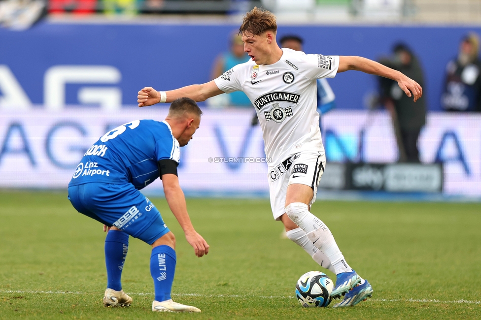 Blau-Weiss Linz - Sturm Graz
Oesterreichische Fussball Bundesliga, 16. Runde, Blau-Weiss Linz - SK Sturm Graz, Hofmann Personal Stadion Linz, 03.12.2023. 

Foto zeigt Alexander Prass (Sturm)
