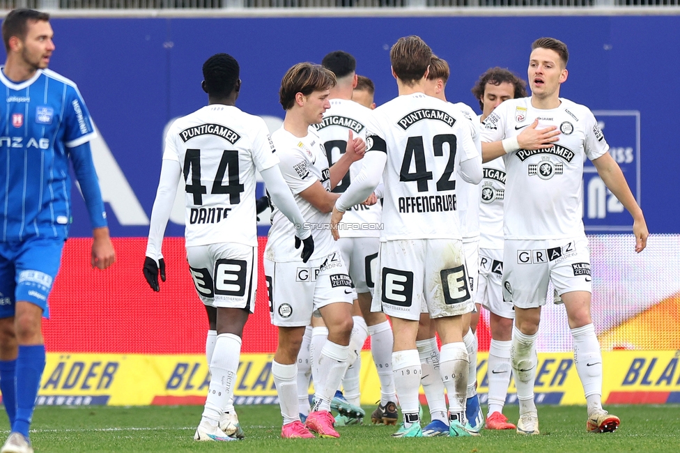 Blau-Weiss Linz - Sturm Graz
Oesterreichische Fussball Bundesliga, 16. Runde, Blau-Weiss Linz - SK Sturm Graz, Hofmann Personal Stadion Linz, 03.12.2023. 

Foto zeigt die Mannschaft von Sturm
