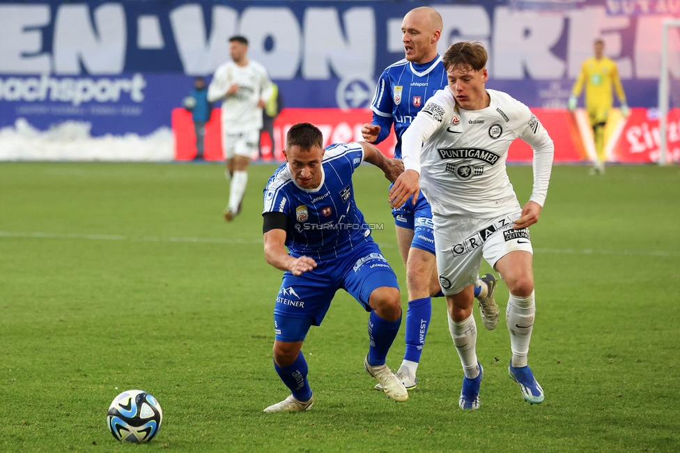 Blau-Weiss Linz - Sturm Graz
Oesterreichische Fussball Bundesliga, 16. Runde, Blau-Weiss Linz - SK Sturm Graz, Hofmann Personal Stadion Linz, 03.12.2023. 

Foto zeigt Alexander Prass (Sturm)
