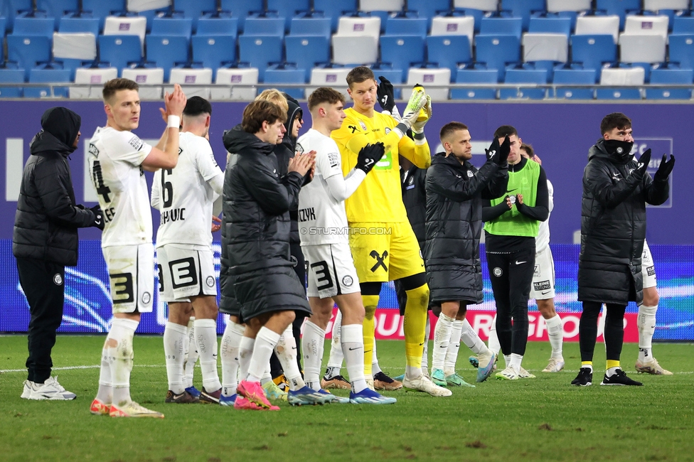 Blau-Weiss Linz - Sturm Graz
Oesterreichische Fussball Bundesliga, 16. Runde, Blau-Weiss Linz - SK Sturm Graz, Hofmann Personal Stadion Linz, 03.12.2023. 

Foto zeigt die Mannschaft von Sturm
