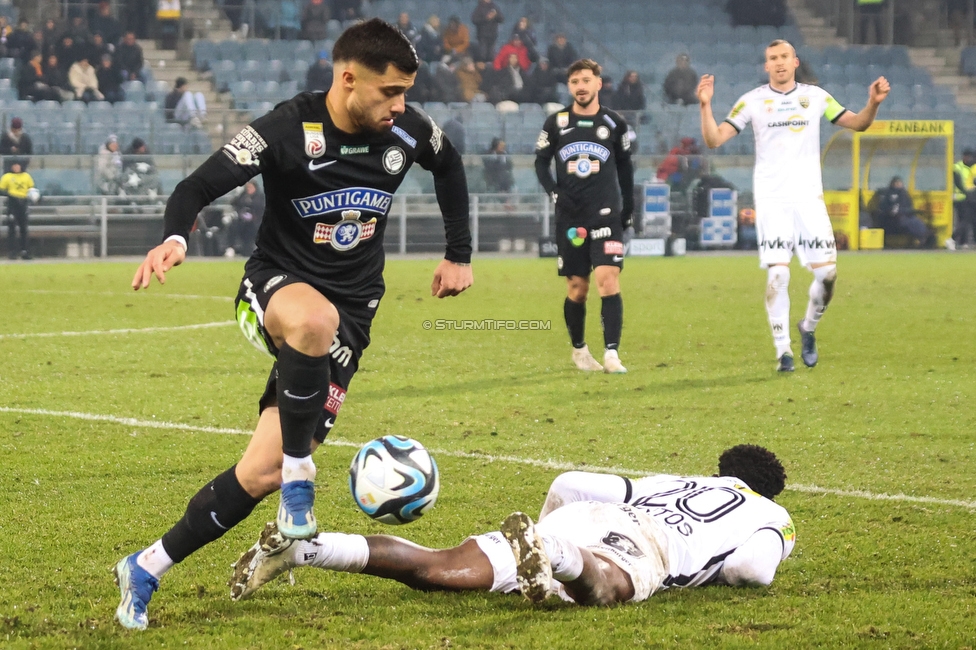 Sturm Graz - Altach
Oesterreichische Fussball Bundesliga, 17. Runde, SK Sturm Graz - SC Rheindorf Altach, Stadion Liebenau Graz, 10.12.2023. 

Foto zeigt Jusuf Gazibegovic (Sturm)
