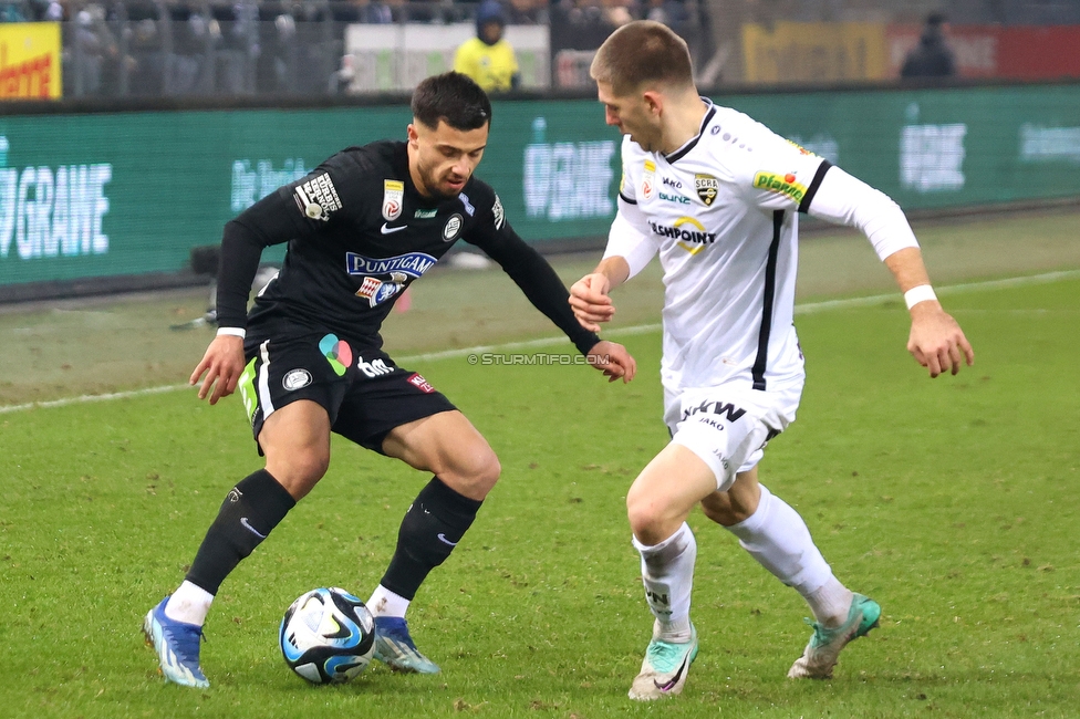 Sturm Graz - Altach
Oesterreichische Fussball Bundesliga, 17. Runde, SK Sturm Graz - SC Rheindorf Altach, Stadion Liebenau Graz, 10.12.2023. 

Foto zeigt Jusuf Gazibegovic (Sturm)
