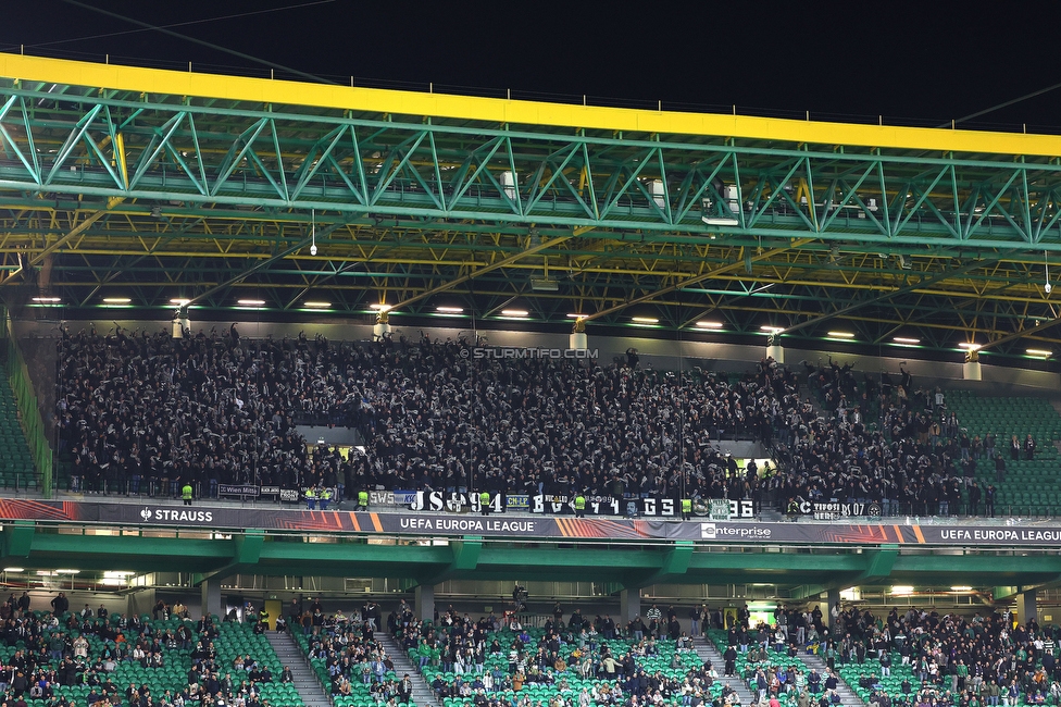 Sporting Lissabon - Sturm Graz
UEFA Europa League Gruppenphase 6. Spieltag, Sporting Lissabon - SK Sturm Graz, Estadio Jose Alvalade XXI Lissabon, 14.12.2023. 

Foto zeigt Fans von Sturm mit einer Choreografie
Schlüsselwörter: schals