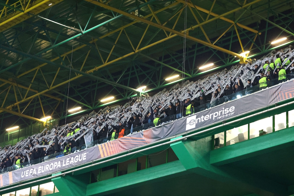 Sporting Lissabon - Sturm Graz
UEFA Europa League Gruppenphase 6. Spieltag, Sporting Lissabon - SK Sturm Graz, Estadio Jose Alvalade XXI Lissabon, 14.12.2023. 

Foto zeigt Fans von Sturm
Schlüsselwörter: schals