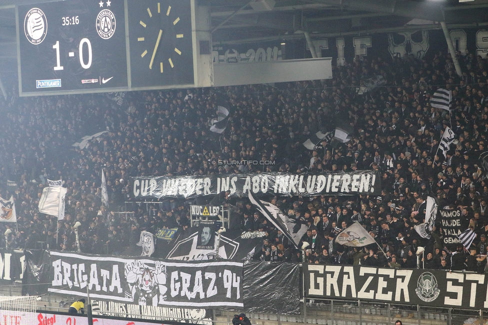 Sturm Graz - Austria Wien
OEFB Cup, 4. Runde, SK Sturm Graz - FK Austria Wien, Stadion Liebenau Graz, 02.02.2024. 

Foto zeigt Fans von Sturm
