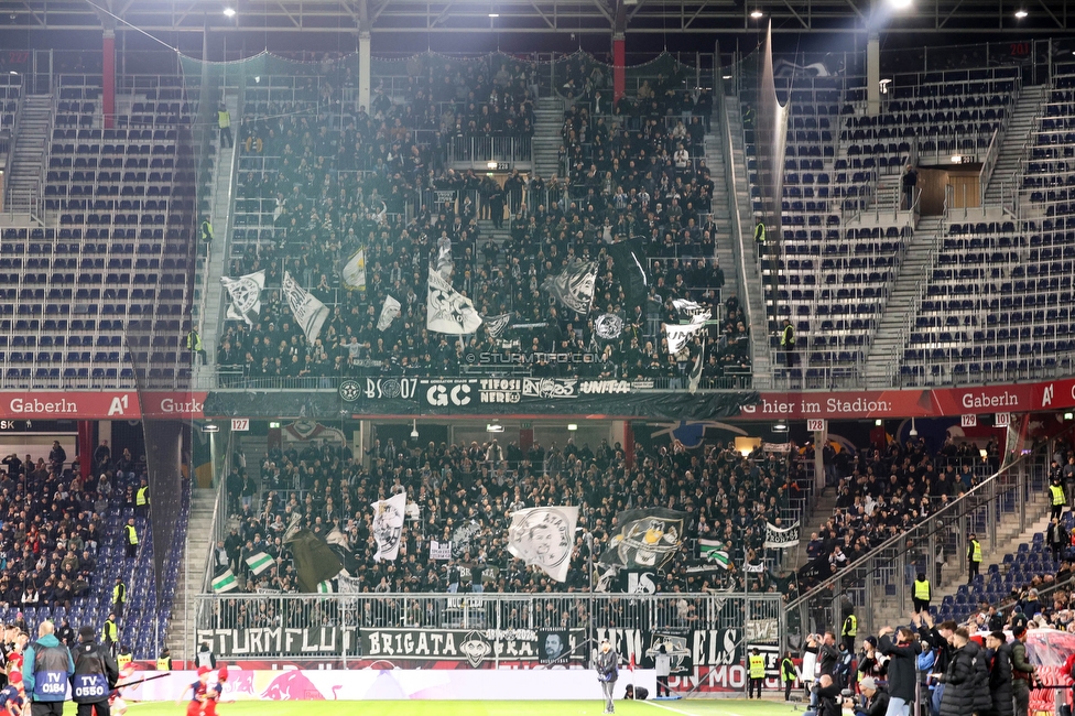 RB Salzburg - Sturm Graz
Oesterreichische Fussball Bundesliga, 18. Runde, FC RB Salzburg - SK Sturm Graz, Stadion Wals-Siezenheim, 09.02.2024. 

Foto zeigt Fans von Sturm
