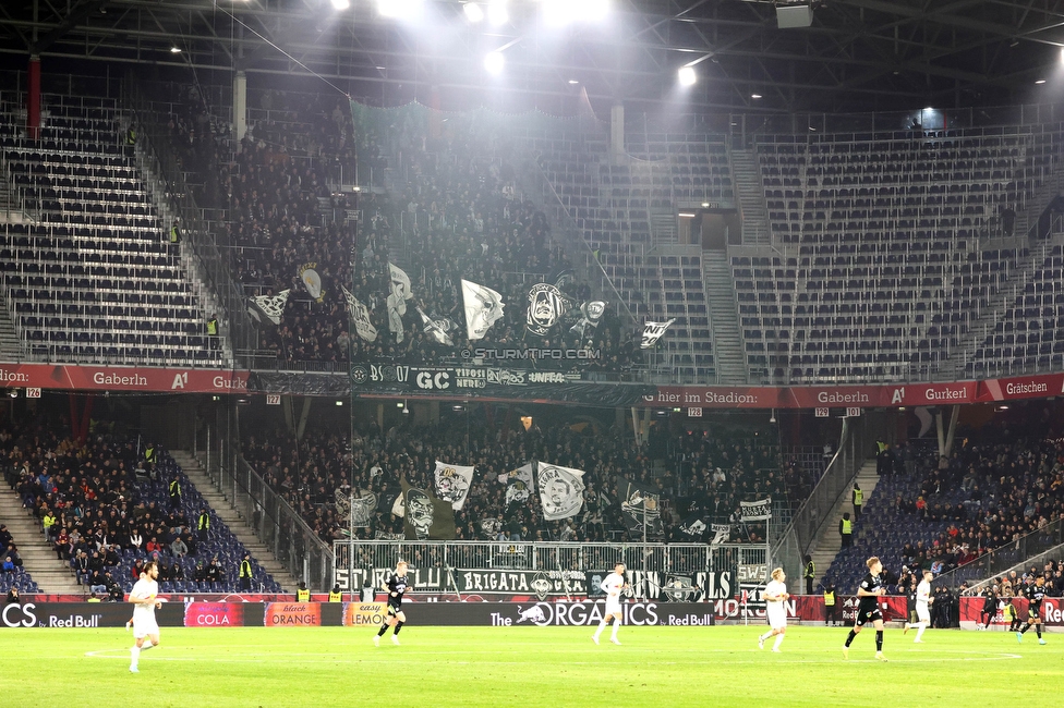 RB Salzburg - Sturm Graz
Oesterreichische Fussball Bundesliga, 18. Runde, FC RB Salzburg - SK Sturm Graz, Stadion Wals-Siezenheim, 09.02.2024. 

Foto zeigt Fans von Sturm
