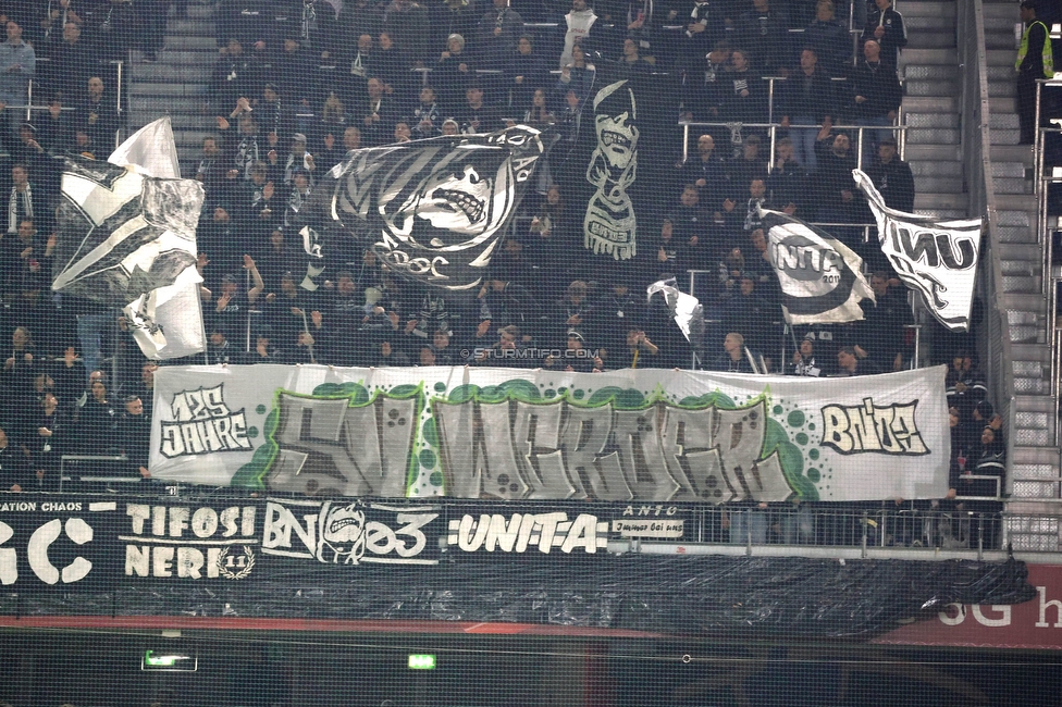 RB Salzburg - Sturm Graz
Oesterreichische Fussball Bundesliga, 18. Runde, FC RB Salzburg - SK Sturm Graz, Stadion Wals-Siezenheim, 09.02.2024. 

Foto zeigt Fans von Sturm mit einem Spruchband
Schlüsselwörter: bremen generationchaos bastion