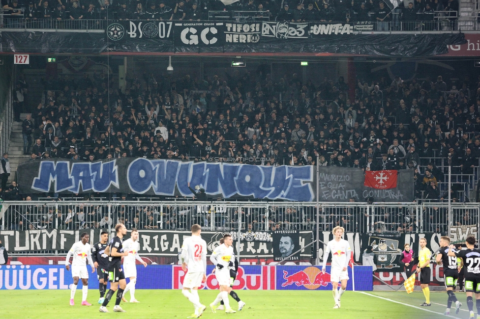 RB Salzburg - Sturm Graz
Oesterreichische Fussball Bundesliga, 18. Runde, FC RB Salzburg - SK Sturm Graz, Stadion Wals-Siezenheim, 09.02.2024. 

Foto zeigt Fans von Sturm mit einem Spruchband
Schlüsselwörter: pisa