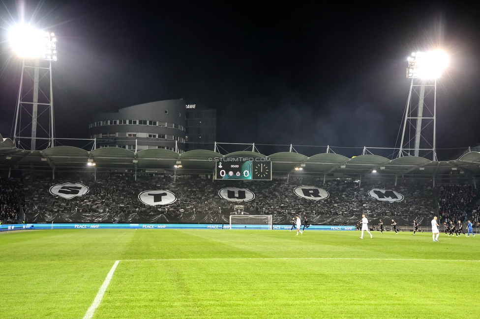 Sturm Graz - Slovan Bratislava
UEFA Conference League KO Play-offs, SK Sturm Graz - SK Slovan Bratislava, Stadion Liebenau Graz, 15.02.2024. 

Foto zeigt Fans von Sturm mit einer Choreografie
