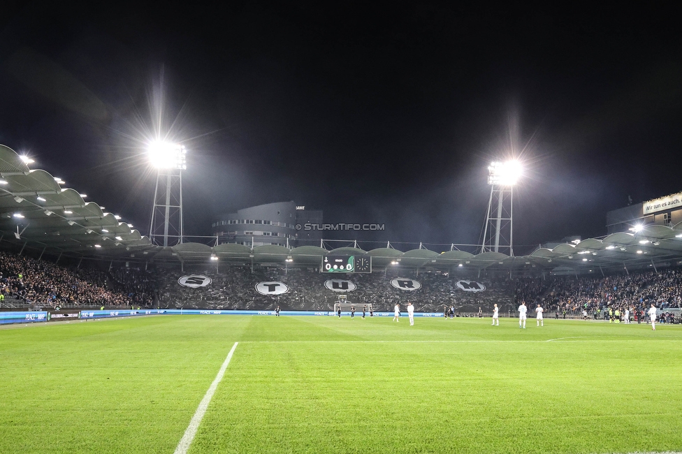 Sturm Graz - Slovan Bratislava
UEFA Conference League KO Play-offs, SK Sturm Graz - SK Slovan Bratislava, Stadion Liebenau Graz, 15.02.2024. 

Foto zeigt Fans von Sturm mit einer Choreografie
