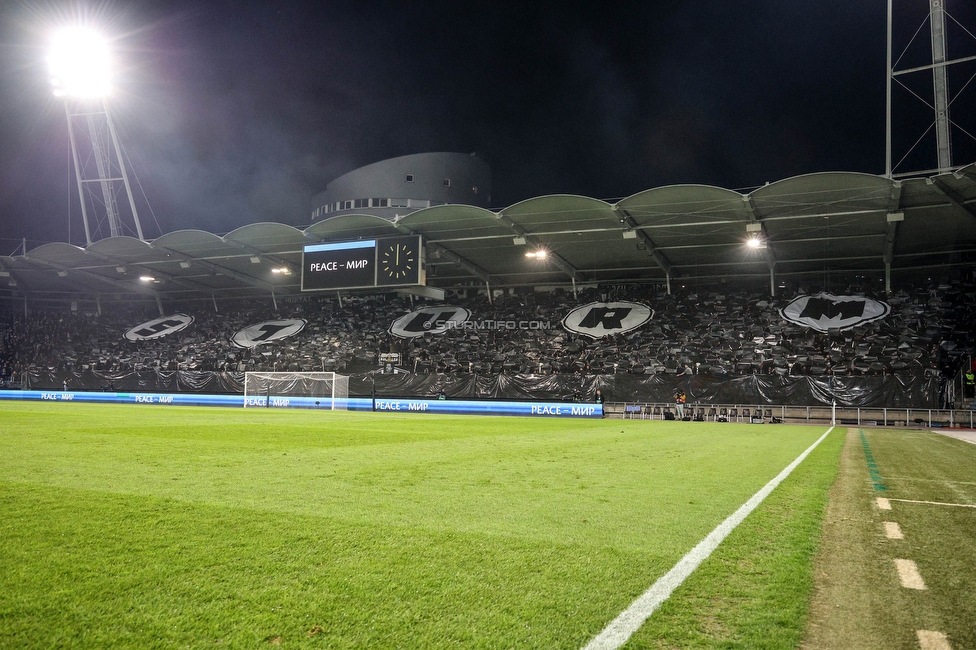 Sturm Graz - Slovan Bratislava
UEFA Conference League KO Play-offs, SK Sturm Graz - SK Slovan Bratislava, Stadion Liebenau Graz, 15.02.2024. 

Foto zeigt Fans von Sturm mit einer Choreografie
