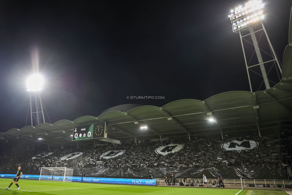 Sturm Graz - Slovan Bratislava
UEFA Conference League KO Play-offs, SK Sturm Graz - SK Slovan Bratislava, Stadion Liebenau Graz, 15.02.2024. 

Foto zeigt Fans von Sturm mit einer Choreografie
