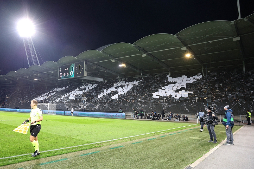 Sturm Graz - Slovan Bratislava
UEFA Conference League KO Play-offs, SK Sturm Graz - SK Slovan Bratislava, Stadion Liebenau Graz, 15.02.2024. 

Foto zeigt Fans von Sturm mit einer Choreografie
