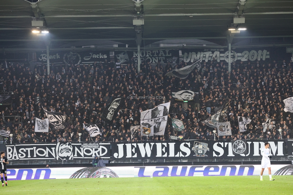 Sturm Graz - Slovan Bratislava
UEFA Conference League KO Play-offs, SK Sturm Graz - SK Slovan Bratislava, Stadion Liebenau Graz, 15.02.2024. 

Foto zeigt Fans von Sturm
Schlüsselwörter: jewels bastion