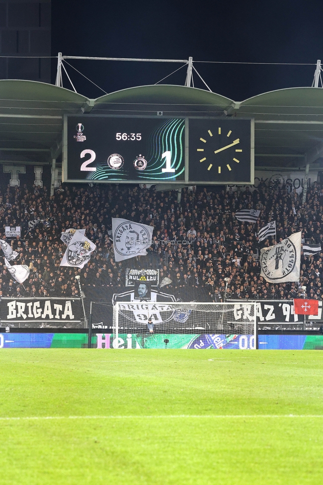 Sturm Graz - Slovan Bratislava
UEFA Conference League KO Play-offs, SK Sturm Graz - SK Slovan Bratislava, Stadion Liebenau Graz, 15.02.2024. 

Foto zeigt Fans von Sturm
Schlüsselwörter: brigata