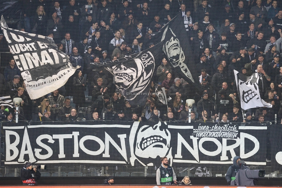 Sturm Graz - Slovan Bratislava
UEFA Conference League KO Play-offs, SK Sturm Graz - SK Slovan Bratislava, Stadion Liebenau Graz, 15.02.2024. 

Foto zeigt Fans von Sturm
Schlüsselwörter: bastion