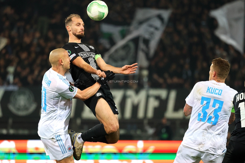 Sturm Graz - Slovan Bratislava
UEFA Conference League KO Play-offs, SK Sturm Graz - SK Slovan Bratislava, Stadion Liebenau Graz, 15.02.2024. 

Foto zeigt Jon Gorenc-Stankovic (Sturm)
