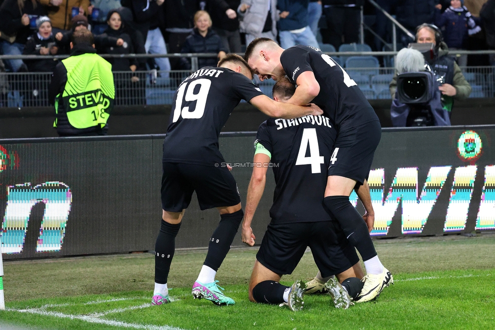 Sturm Graz - Slovan Bratislava
UEFA Conference League KO Play-offs, SK Sturm Graz - SK Slovan Bratislava, Stadion Liebenau Graz, 15.02.2024. 

Foto zeigt Jon Gorenc-Stankovic (Sturm)
Schlüsselwörter: torjubel