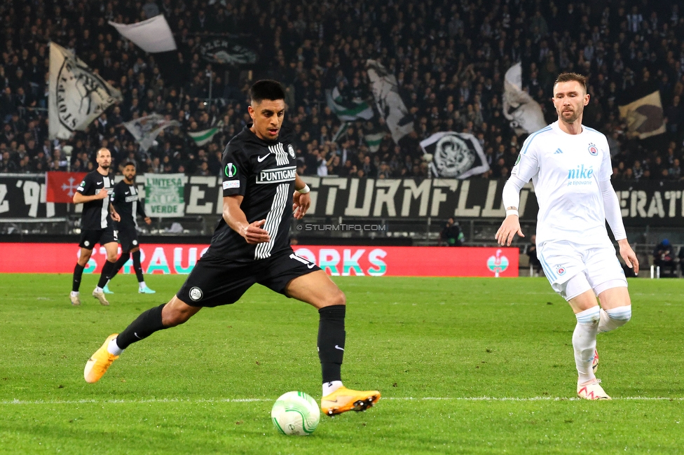 Sturm Graz - Slovan Bratislava
UEFA Conference League KO Play-offs, SK Sturm Graz - SK Slovan Bratislava, Stadion Liebenau Graz, 15.02.2024. 

Foto zeigt Manprit Sarkaria (Sturm)
