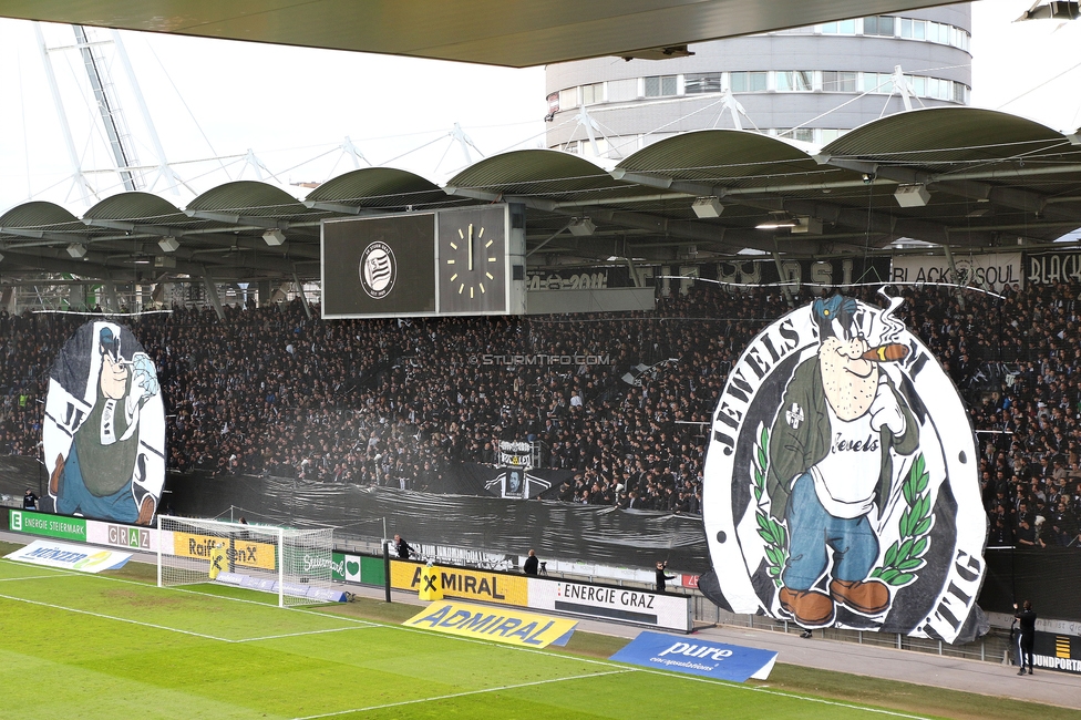 Sturm Graz - Rapid
Oesterreichische Fussball Bundesliga, 19. Runde, SK Sturm Graz - SK Rapid Wien, Stadion Liebenau Graz, 18.02.2024. 

Foto zeigt Fans von Sturm mit einer Choreografie
