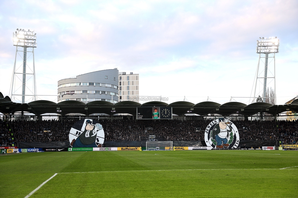 Sturm Graz - Rapid
Oesterreichische Fussball Bundesliga, 19. Runde, SK Sturm Graz - SK Rapid Wien, Stadion Liebenau Graz, 18.02.2024. 

Foto zeigt Fans von Sturm mit einer Choreografie
