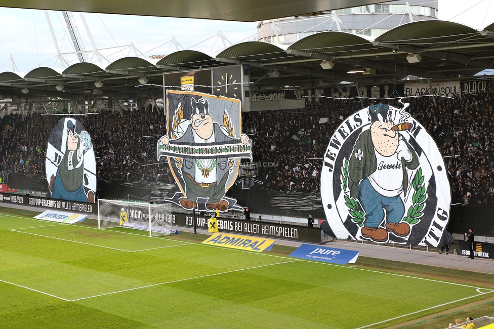 Sturm Graz - Rapid
Oesterreichische Fussball Bundesliga, 19. Runde, SK Sturm Graz - SK Rapid Wien, Stadion Liebenau Graz, 18.02.2024. 

Foto zeigt Fans von Sturm mit einer Choreografie
