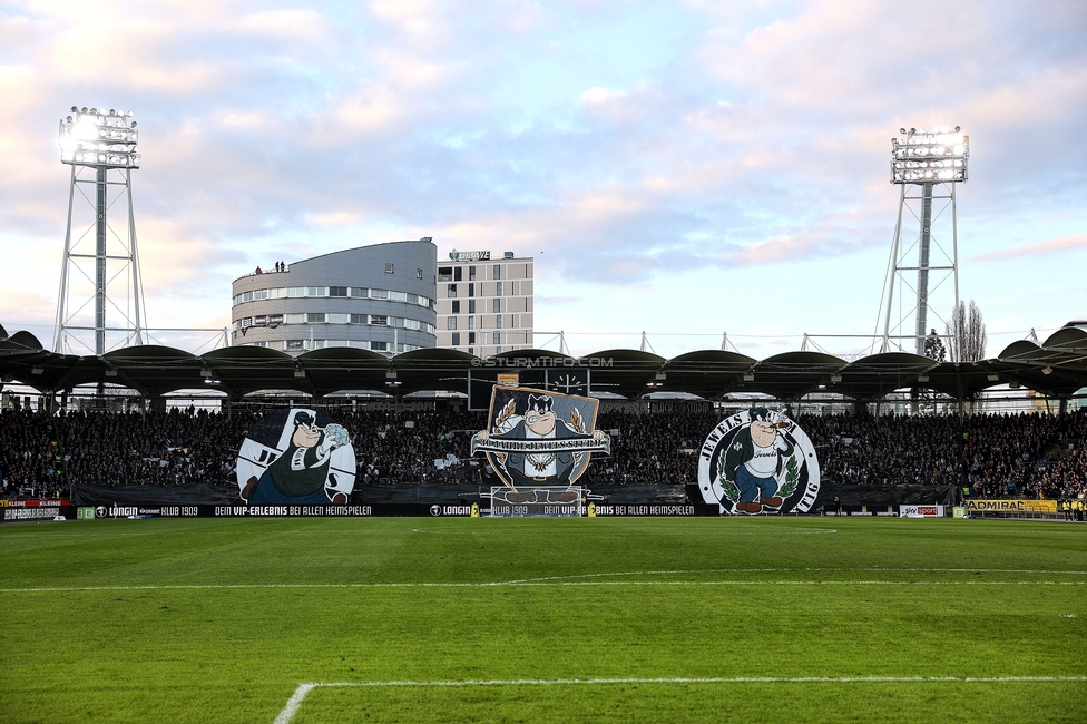 Sturm Graz - Rapid
Oesterreichische Fussball Bundesliga, 19. Runde, SK Sturm Graz - SK Rapid Wien, Stadion Liebenau Graz, 18.02.2024. 

Foto zeigt Fans von Sturm mit einer Choreografie
