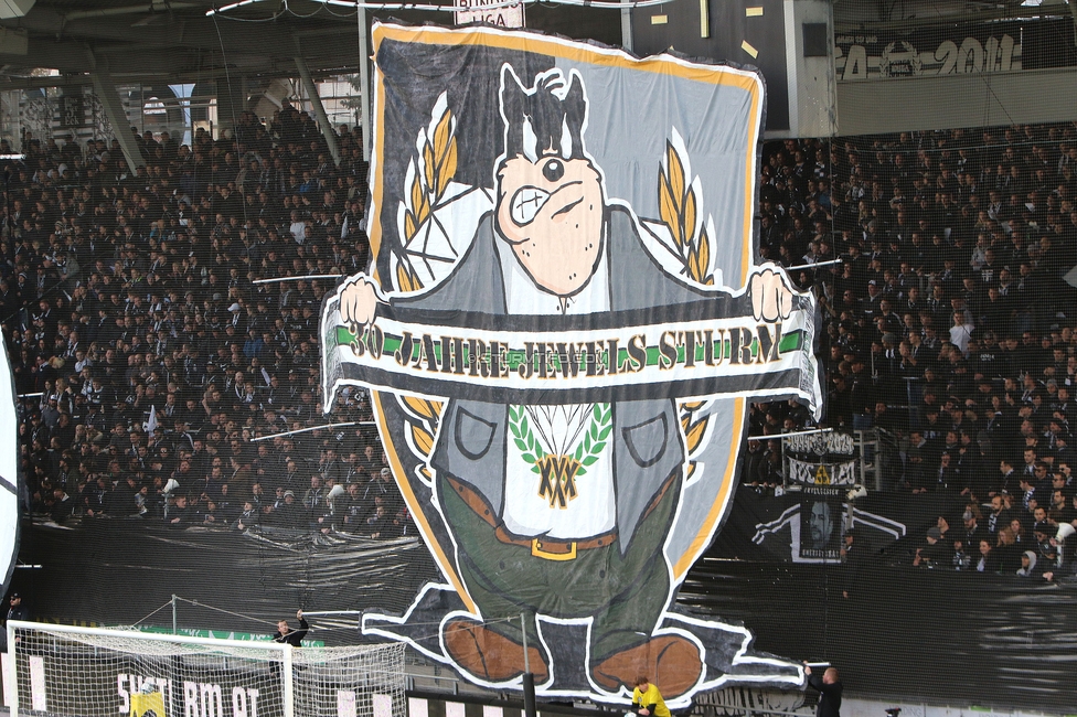 Sturm Graz - Rapid
Oesterreichische Fussball Bundesliga, 19. Runde, SK Sturm Graz - SK Rapid Wien, Stadion Liebenau Graz, 18.02.2024. 

Foto zeigt Fans von Sturm mit einer Choreografie
